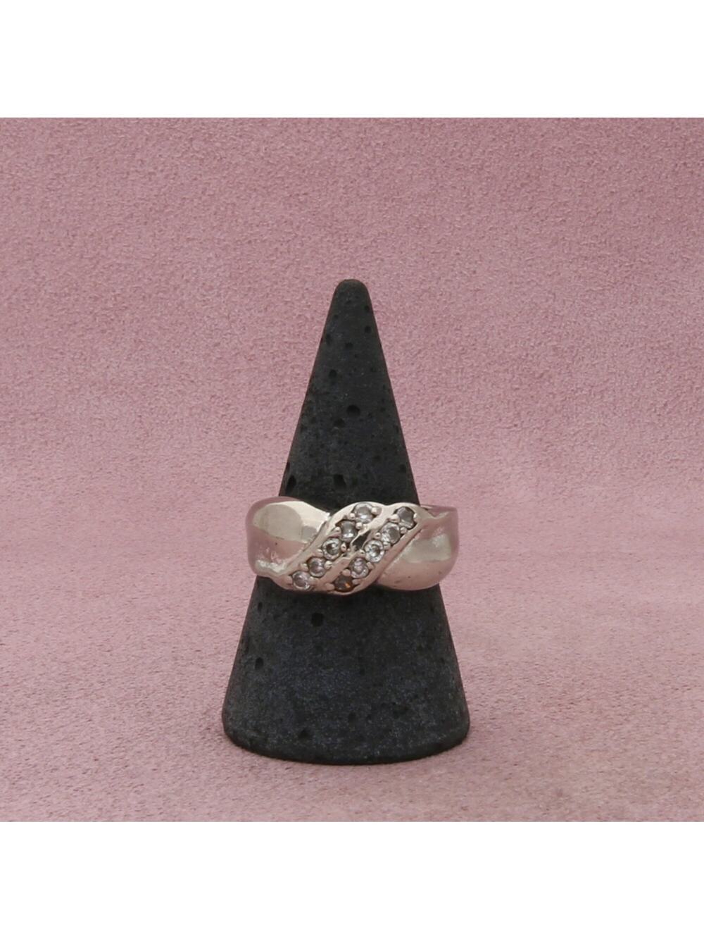 sterling silver clear cz crossover ring size 8.5